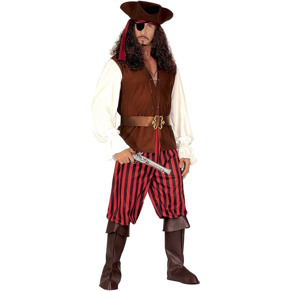 "PIRATA" (camicia con gilet, pantaloni, cintura, copristivali, fasciaper testa, cappello, benda per occhio TG L - WIDMANN - C...