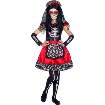 "MUJER DIA DE LOS MUERTOS" (vestito, scaldabraccia, copricapo con velo)-COSTUMES- TD Toys