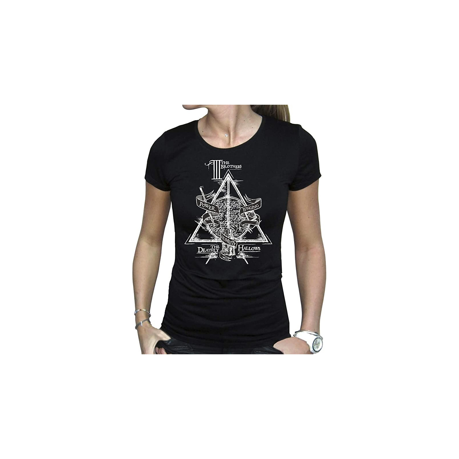 HARRY POTTER - "Deathly Hallows" woman SS black - basic - Tail - ABYSTYLE - T-SHIRTS - td-toys.it