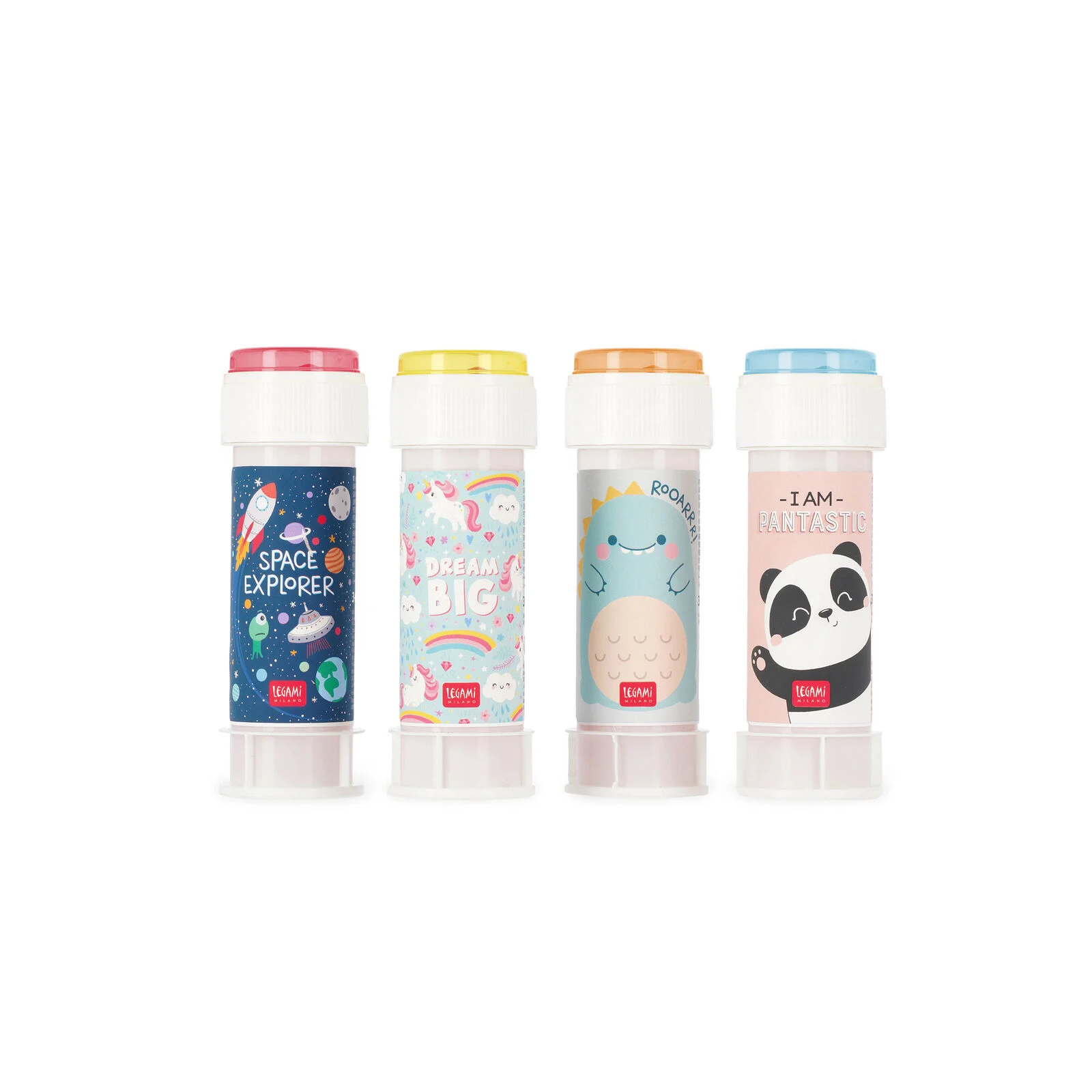 BOLLE DI SAPONE - BUBBLE BUBBLE - Assortimento -PANDA, DINO, UNICORN, SPACE - LEGAMI MILANO - LEGAMI MILANO - td-toys.it