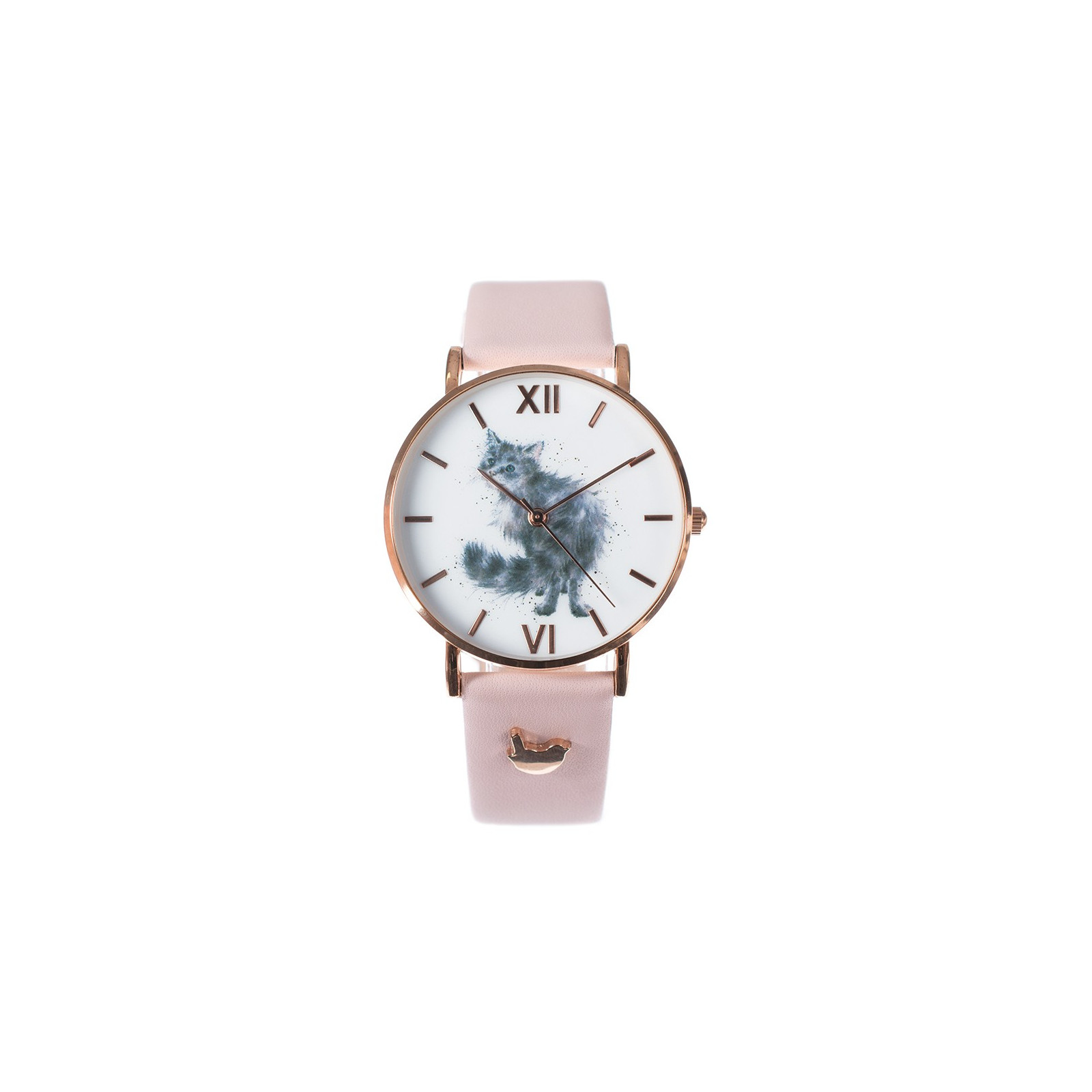 Cat Watch Glamour Puss - Pink Leather strap - Wrendale - OROLOGIO - td-toys.it