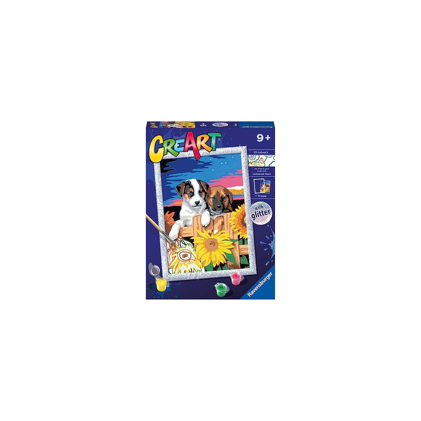 CreArt Serie D ClassiC - Cagnolini Con girasoli - Ravensburger - CREATIVI - td-toys.it