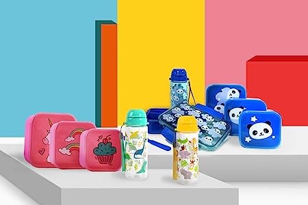 LUNCH BOX ANIMALS CON DIVISORIO, FORCHETTA E CUCCHIAIO ✓ PORTA