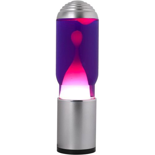 LAMPADA LAVA CERA BIANCA LIQUIDO VIOLA BASE SILVER CM 40 