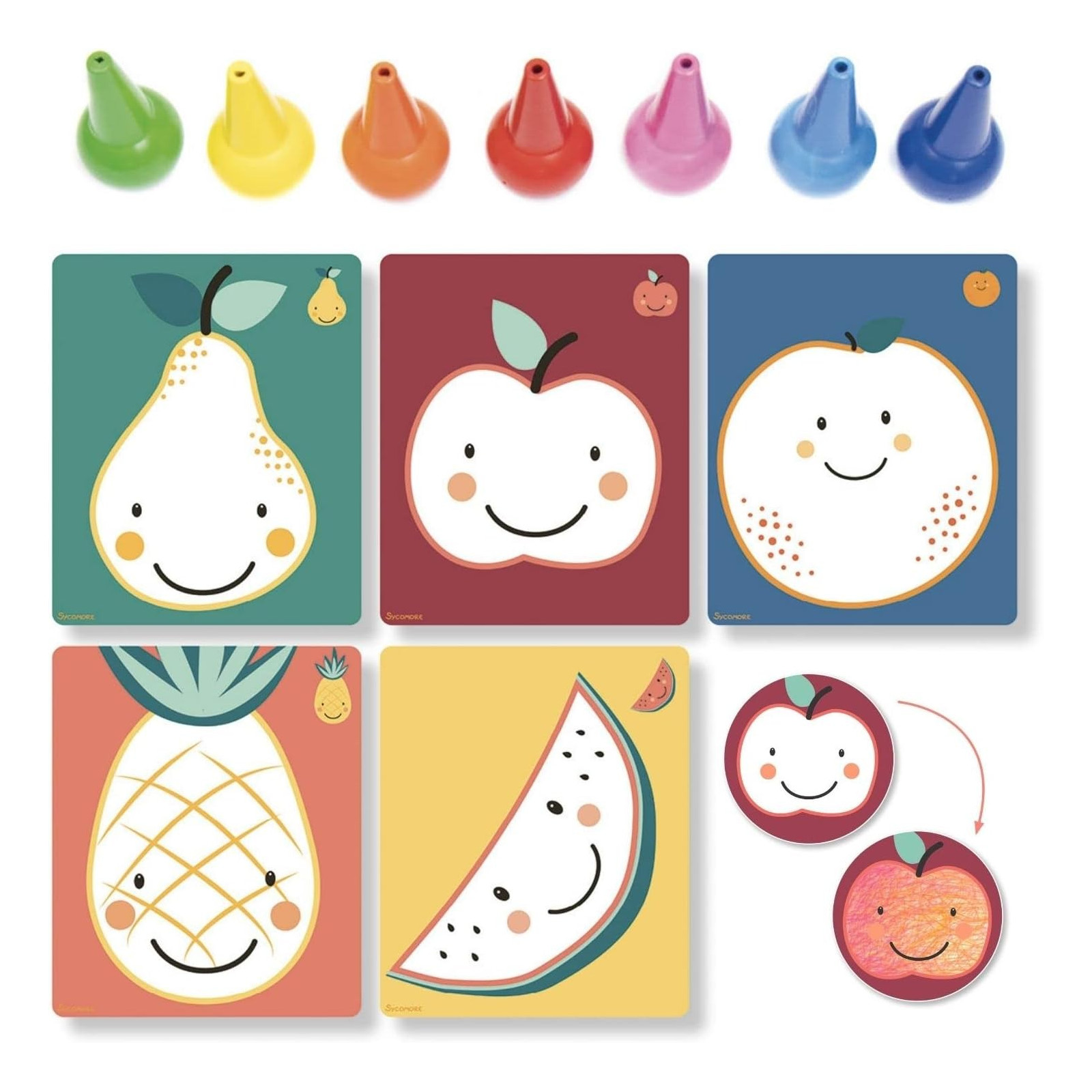 BABYSSIMO WAX CRAYONS - FRUITS CBAB004 - SYCOMORE - CREATIVE - td-toys.it