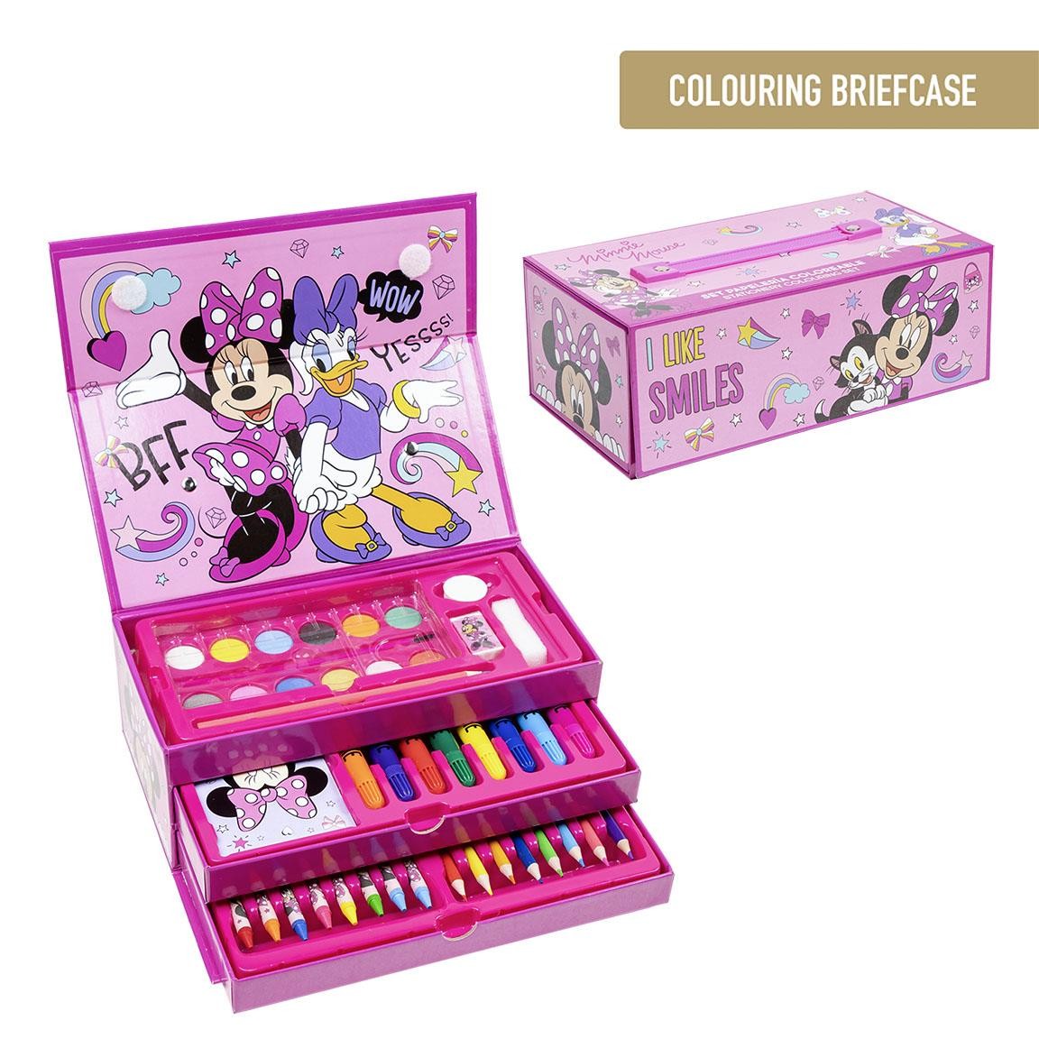 set cartoleria da colorare maletín minnie