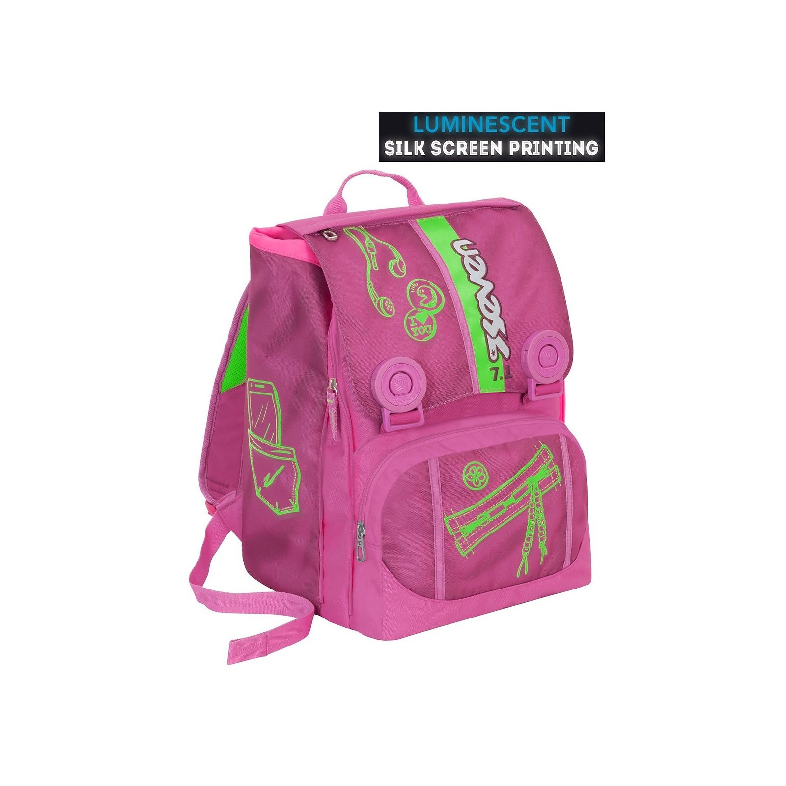 Zaino SEVEN Sdoppiabile COLORFUL GIRL - Rosa Verde - Seven - BACKPACKS - td-toys.it