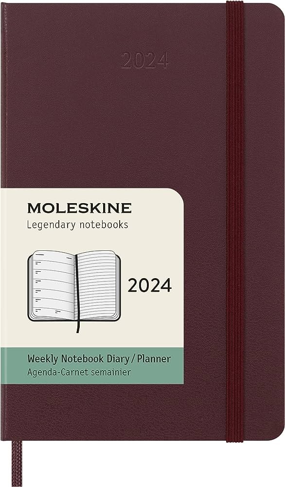 Moleskine Agenda Giornaliera 2024 con Elastico -9x14- Copertina Morbida -  Rosso