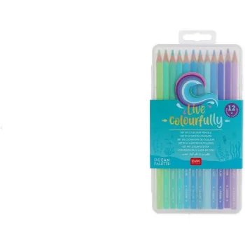 SET DI 12 MATITE COLORATE - LIVE COLOURFULLY - CYAN-STATIONERY- TD Toys