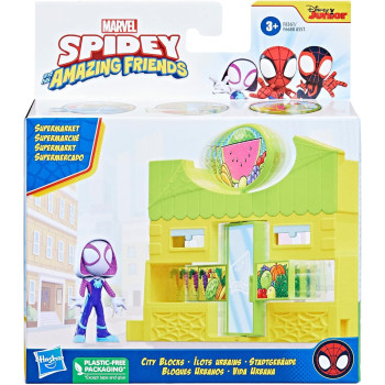 MARVEL SPIDEY E I SUOI FANTASTICI AMICI - MINI PLAYSET CITY BLOCK CON PERSONAGGIO ASSORTITO 10CM-GIOCATTOLI PER BAMBINO