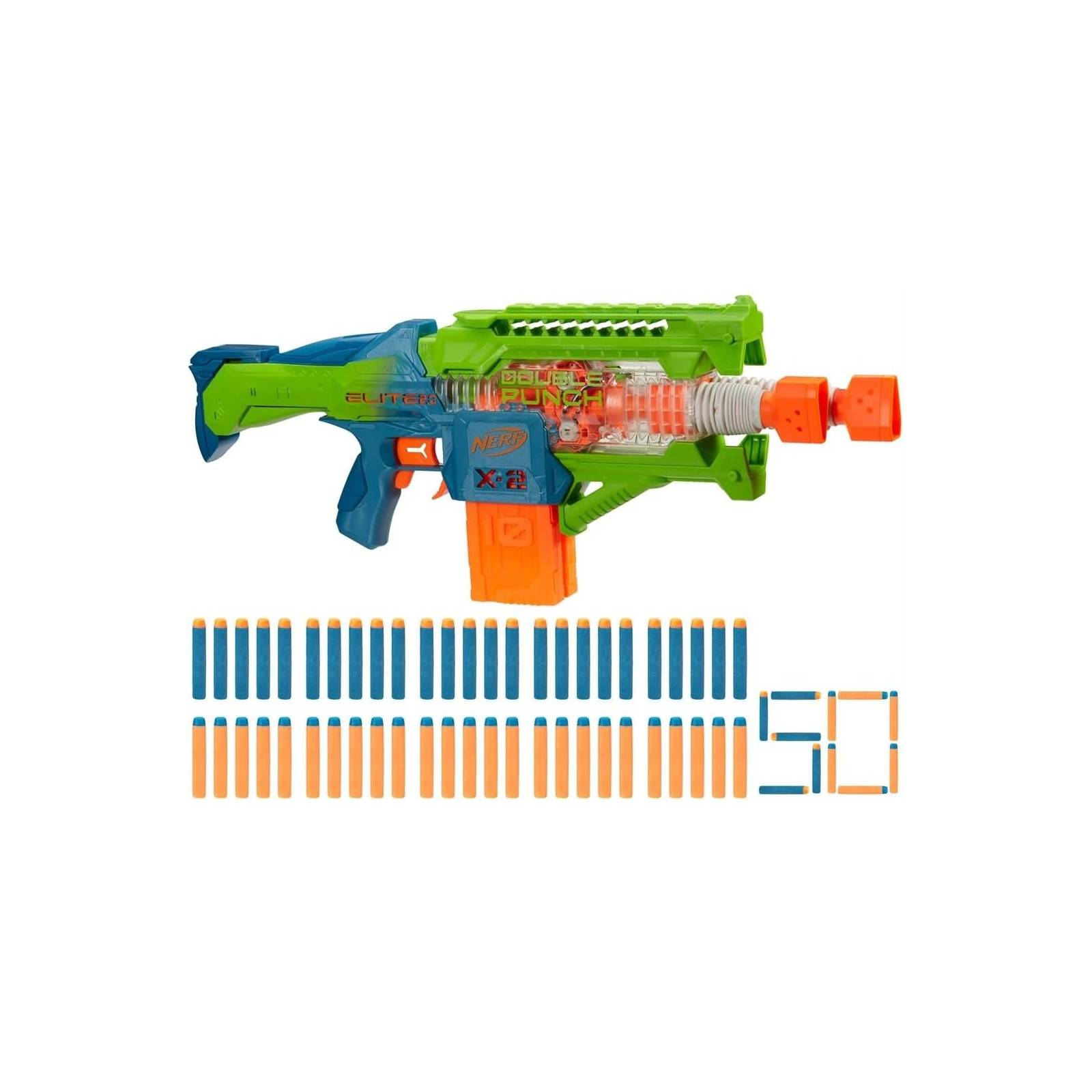 Nerf Elite 2.0 Double Punch Blaster Lancia-Dardi-BAMBINO