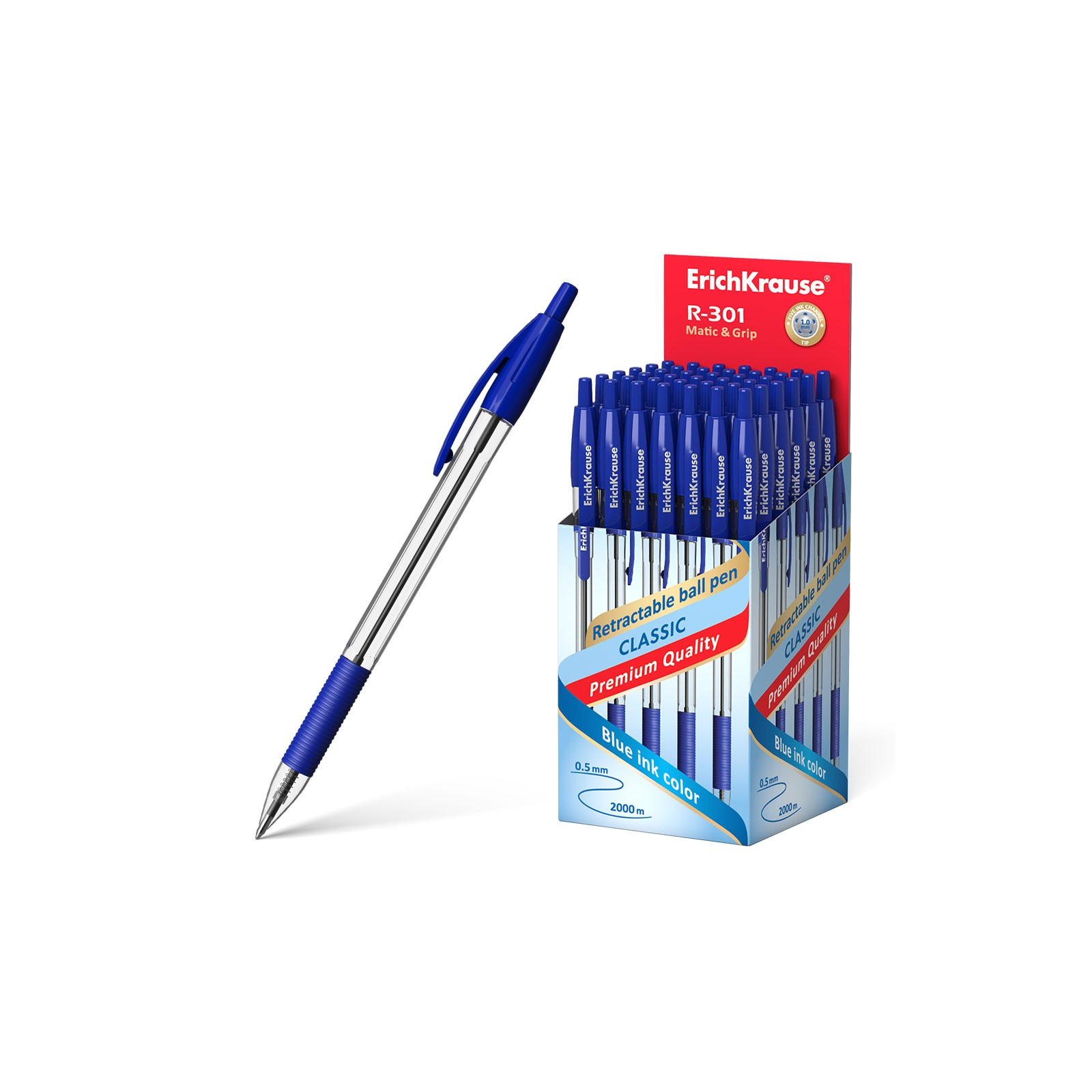 Penna sfera ErichKrause® R-301 Classic Matic&Grip 1.0, ink color blu-PENS-MARKERS-PENCILS