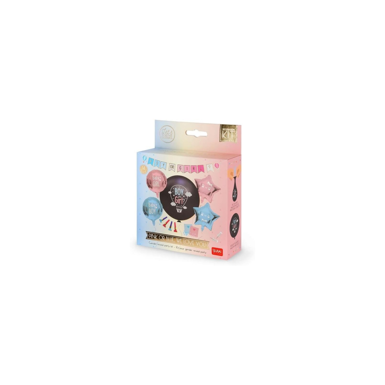 KIT FESTA DI GENDER REVEAL - PINK OR BLUE, WE LOVE YOU - LEGAMI MILANO - LEGAMI MILANO - td-toys.it