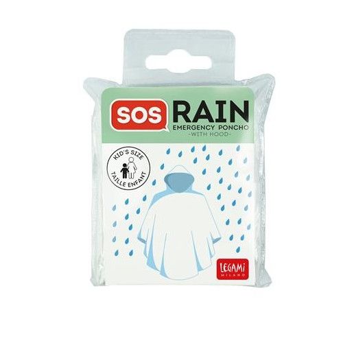 PONCHO IMPERMEABILEUSA E GET - SOS RAIN-KID'S SIZE -TRANSPARENT T