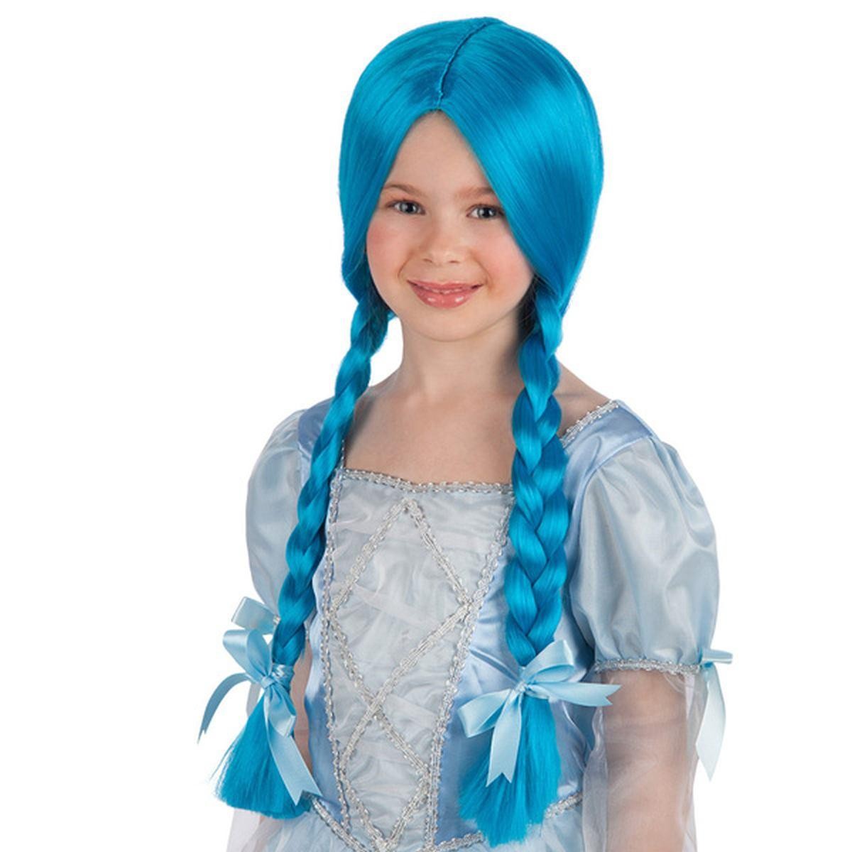 PARRUCCA AZZURRA CON TRECCE (BIMBA) IN BUSTA - CARNIVAL TOYS - ACCESSORI - td-toys.it