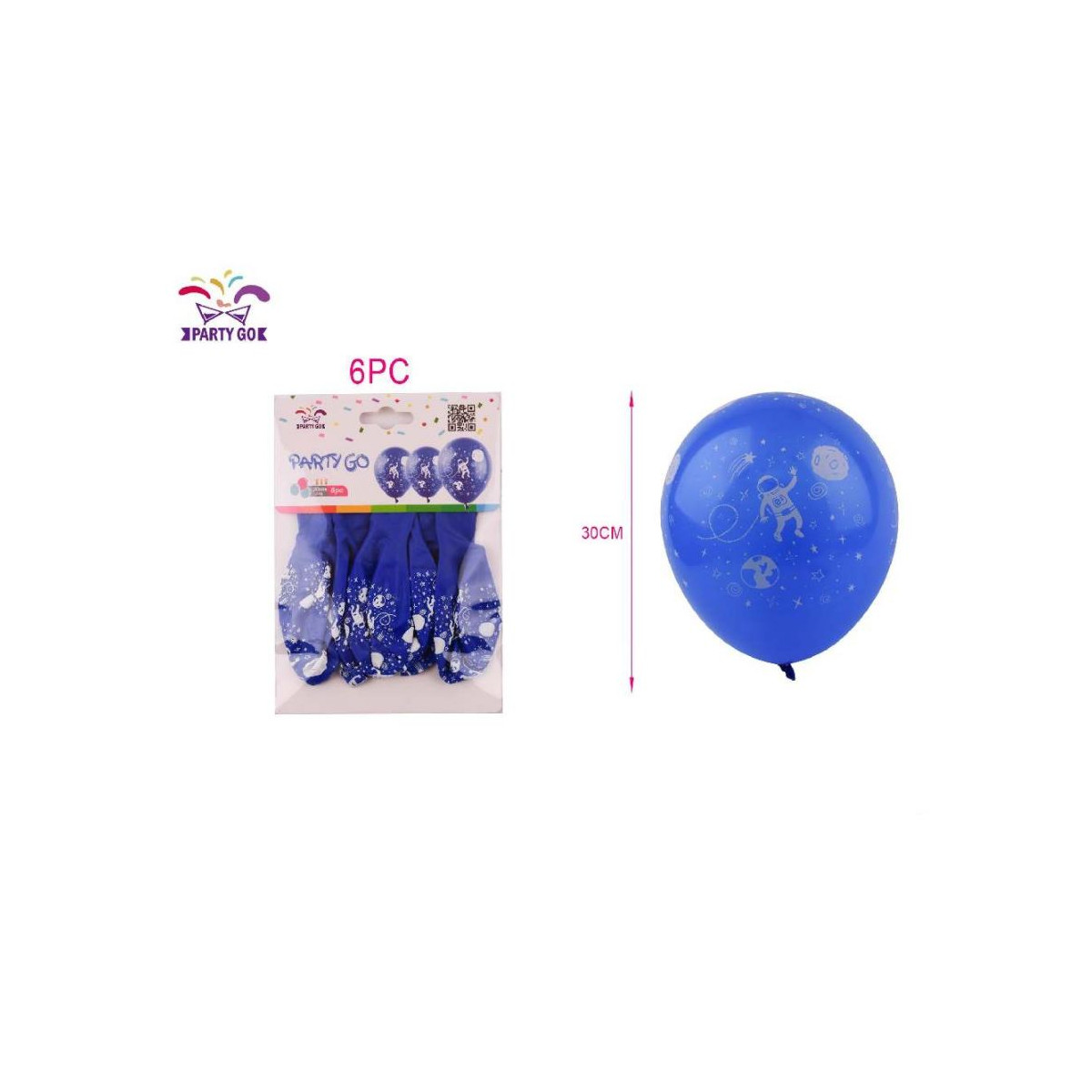 2.8G PALLONCINI ASTRONAUTA BLU 30CM 6PC-PALLONCINI