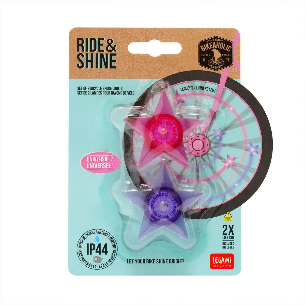 SET DI 2 LUCI RAGGI BICICLETTA - RIDE & SHINE - UNICORN-LEGAMI MILANO