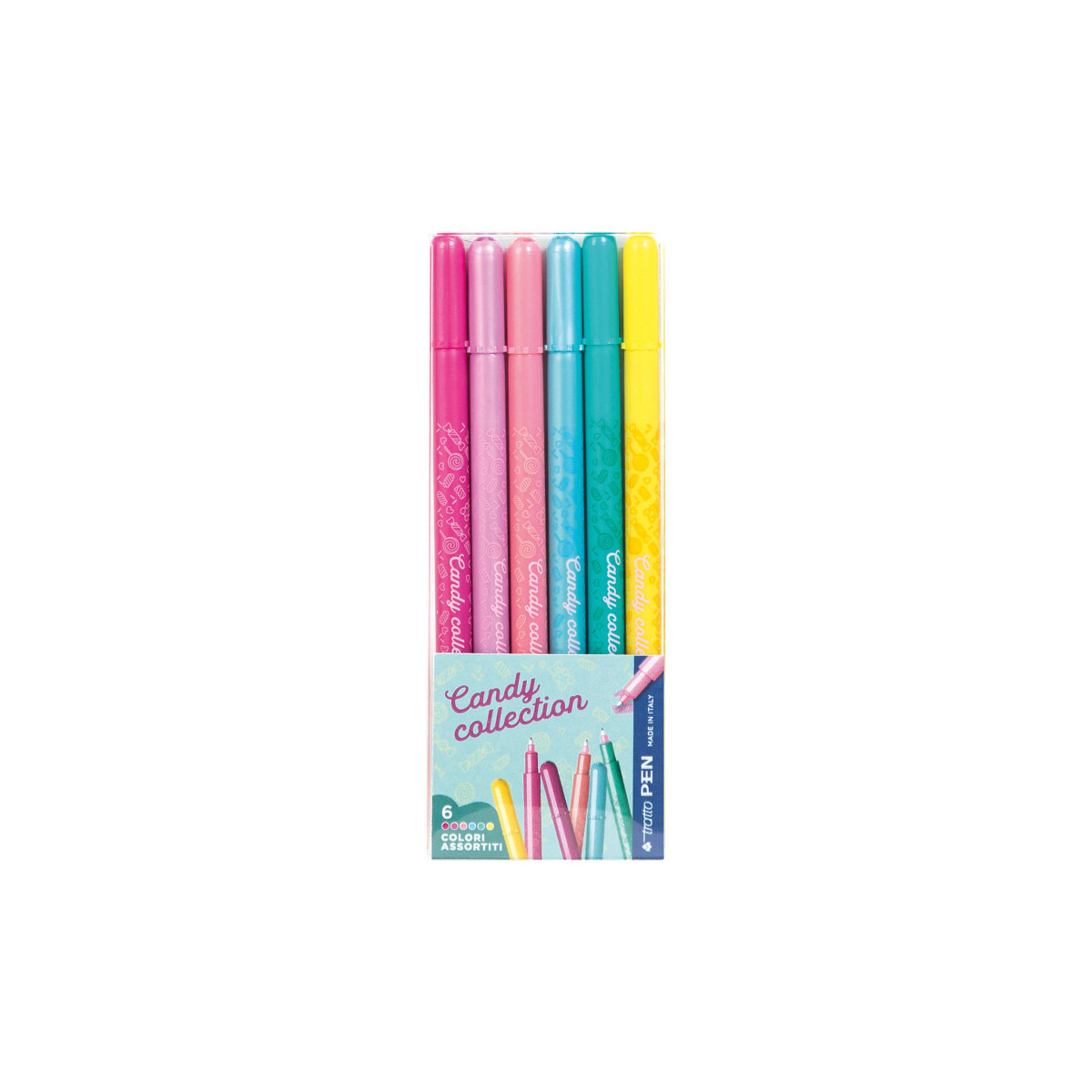 TRATTO PEN CANDY COLLECTION ASTUCCIO 6 COLORI FILA-PENNE-PENNARELLI-MATITE-GOMME