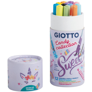 PENNARELLI PUNTA PENNELLO GIOTTO TURBO SOFT BRUSH CANDY COLLECTION TUBO 12 COLORI FILA-PENS-MARKERS-PENCILS-ERASERS