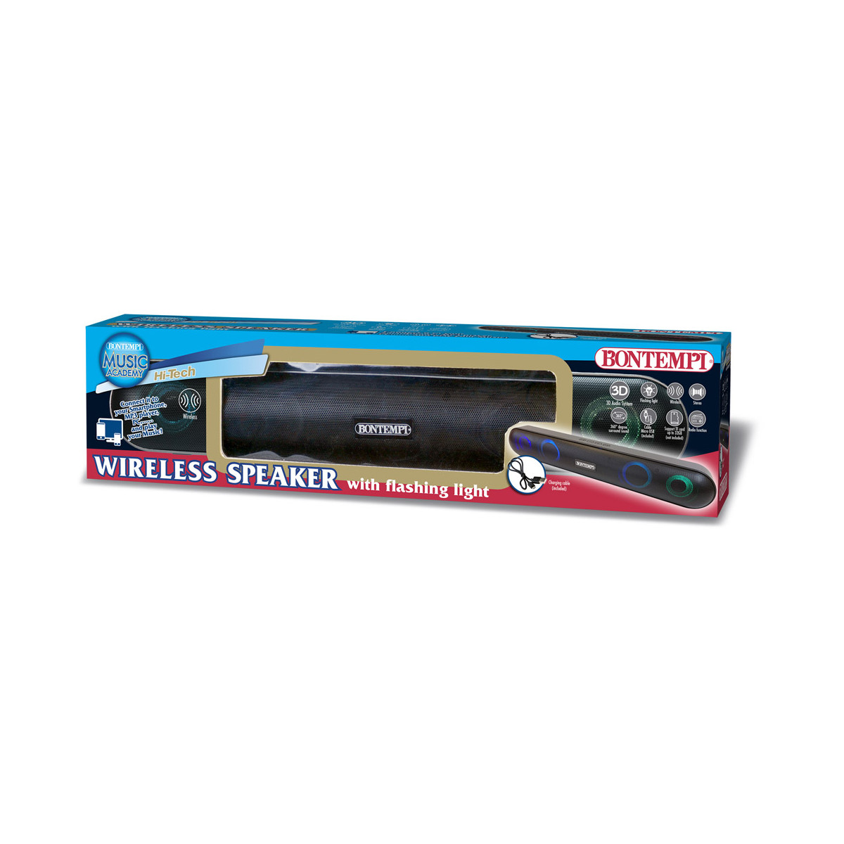 Cassa acustica wireless con effetti luminosi, presa usb e micro USB - BONTEMPI - MUSICAL - td-toys.it