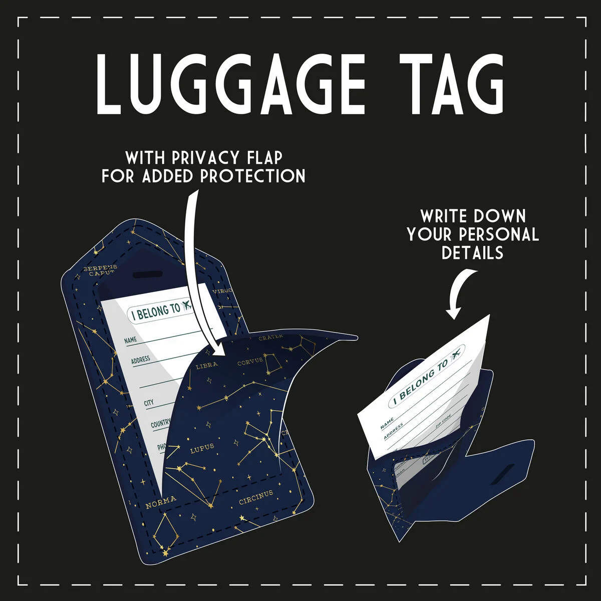 ETICHETTA BAGAGLIO - LUGGAGE TAG - STARS-LEGAMI MILANO