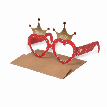 BIGLIETTO D'AUGURI - GREETING CARD - EYEGLASSES HEARTS - HEART-CARTA- TD Toys