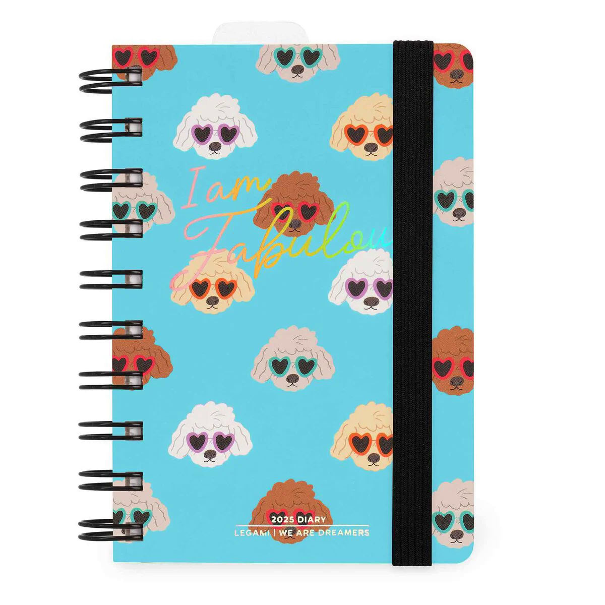 AGENDA 12 MESI - 2025 - SMALL DAILY SPIRAL BOUND DIARY - SKY BLUE DOGS-LEGAMI MILANO