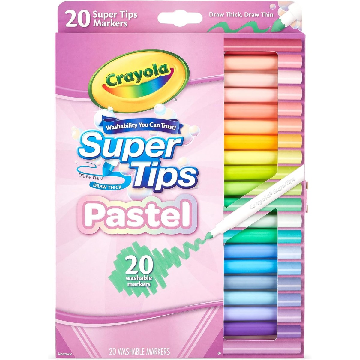 20 pennarelli superpunta lavabili pastel-PENNE-PENNARELLI-MATITE-GOMME