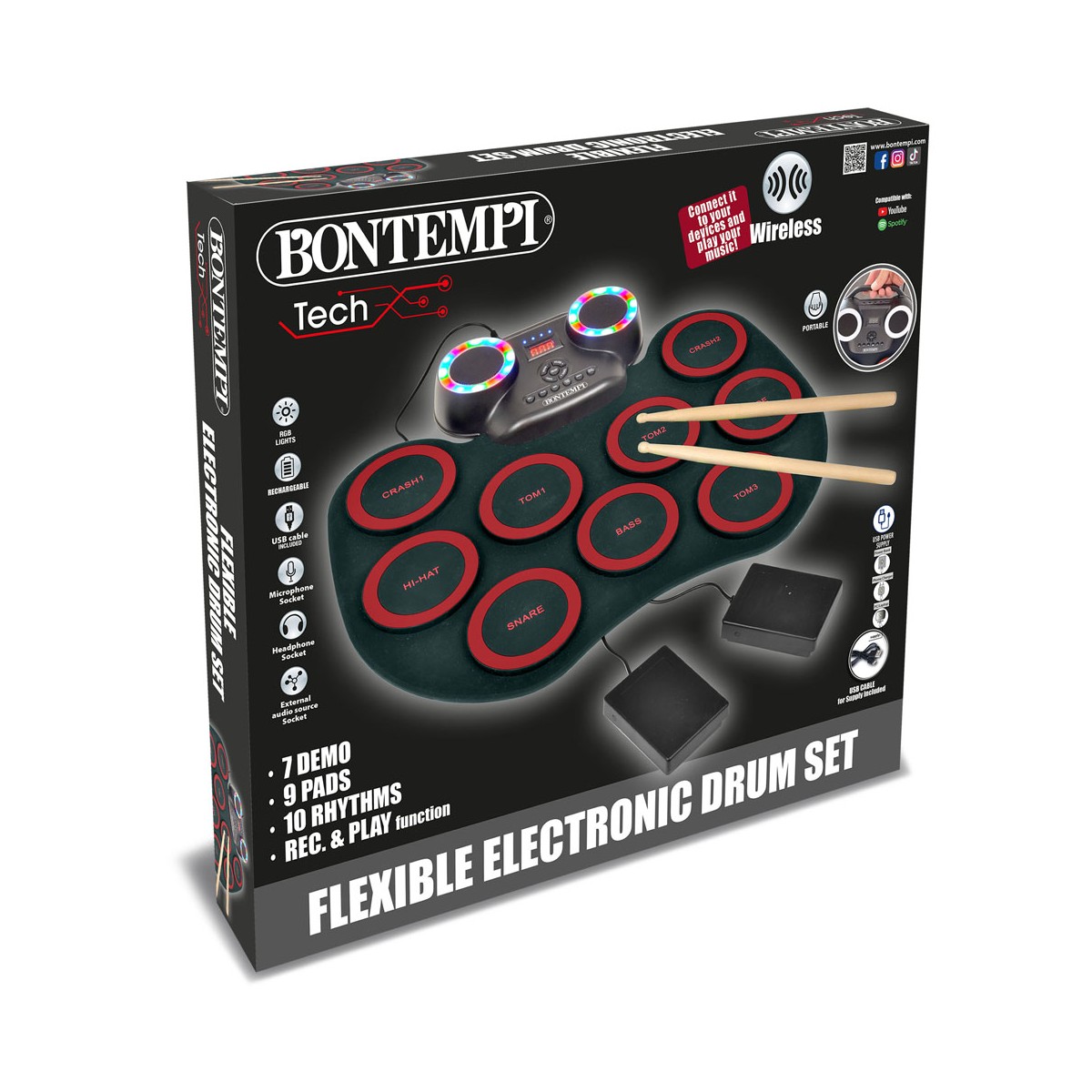 Percussioni elettroniche wireless roll up BONTEMPI