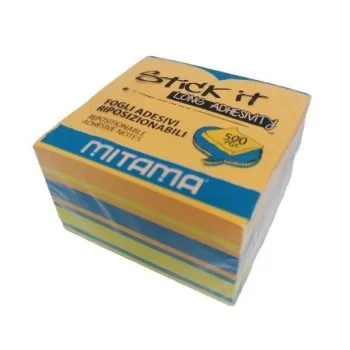 CUBO NOTES ADES.STICK IT FLUO MIX DES.500FG 7 5X7 5 MITAMA-BLOCK NOTES- TD Toys