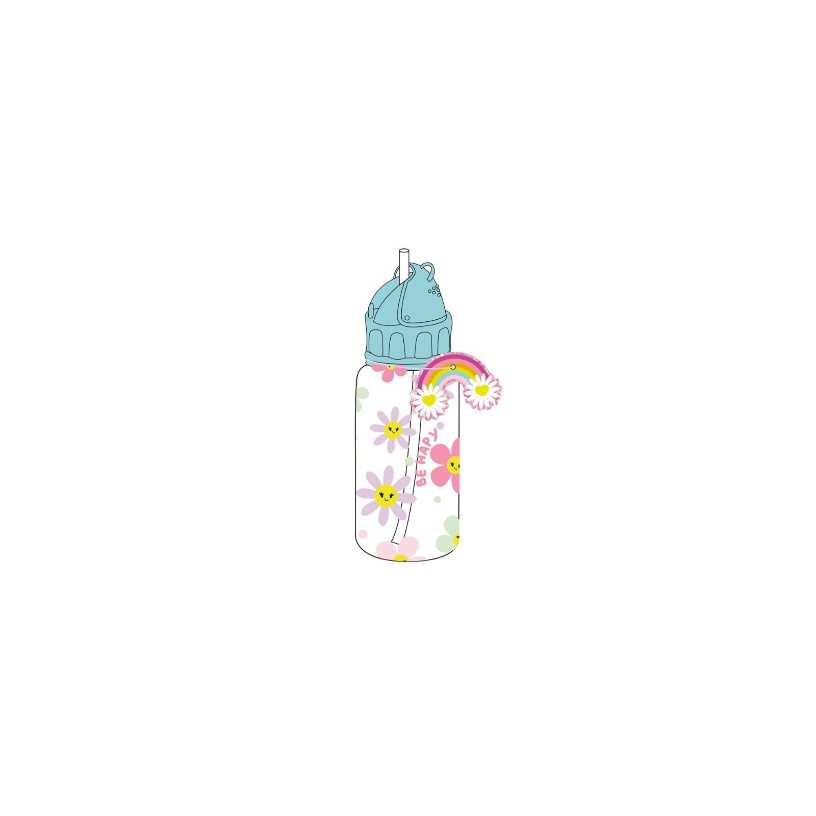 WATER BOTTLE 414 ML FLOWER TRI-COASTAL BTS KIDS-SCHOOL