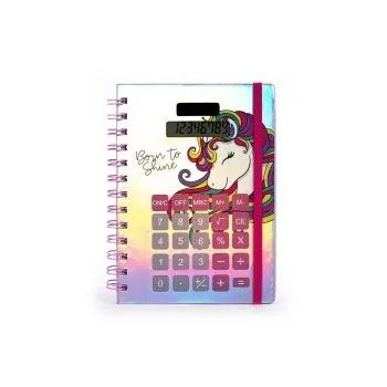 TD Toys|SPIRAL NOTEBOOK WITH CALCULATOR UNICORN TRI-COASTAL BTS KIDS8058040263314