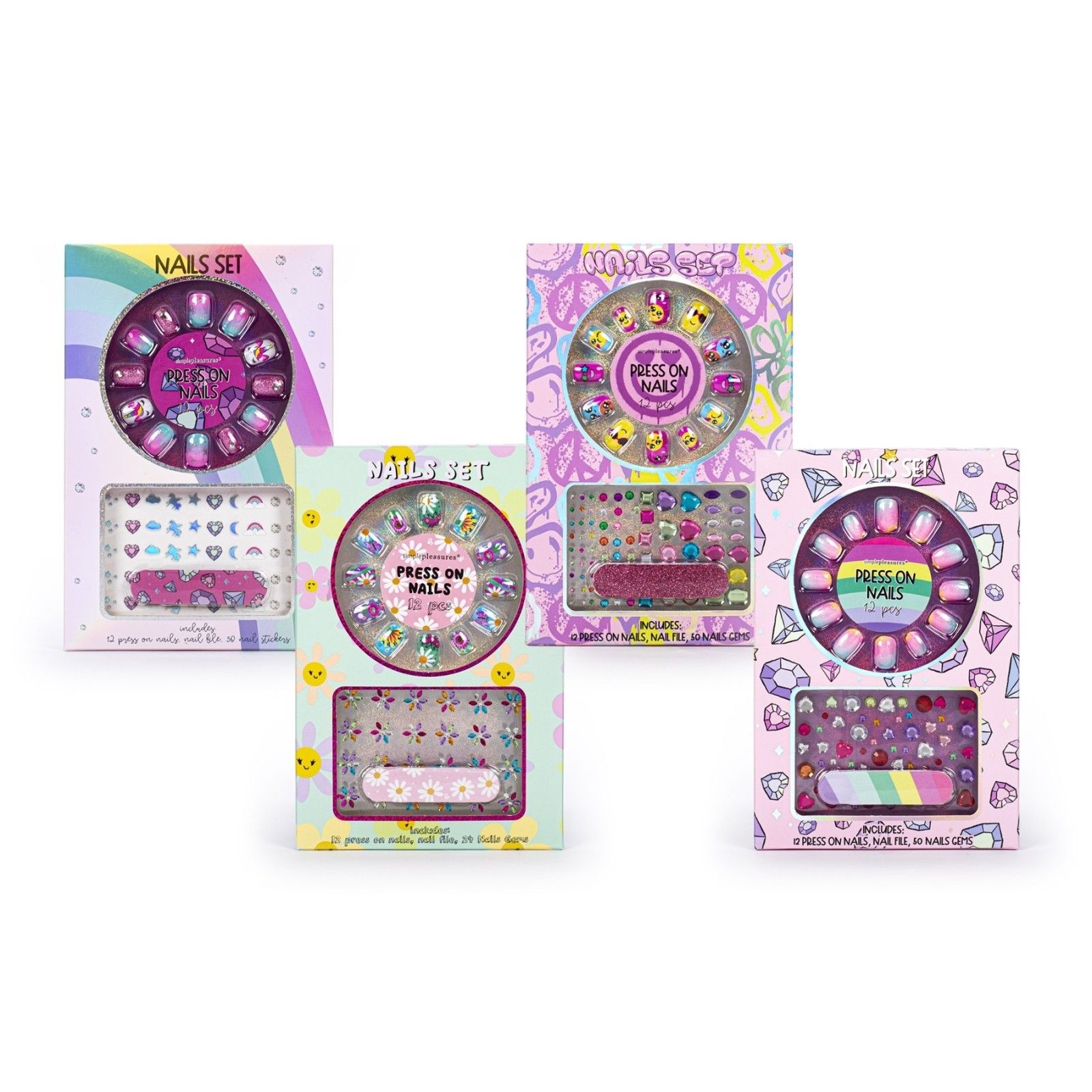 PRESS ON NAILS FLOWER TRI-COASTAL BTS KIDS-SCHOOL