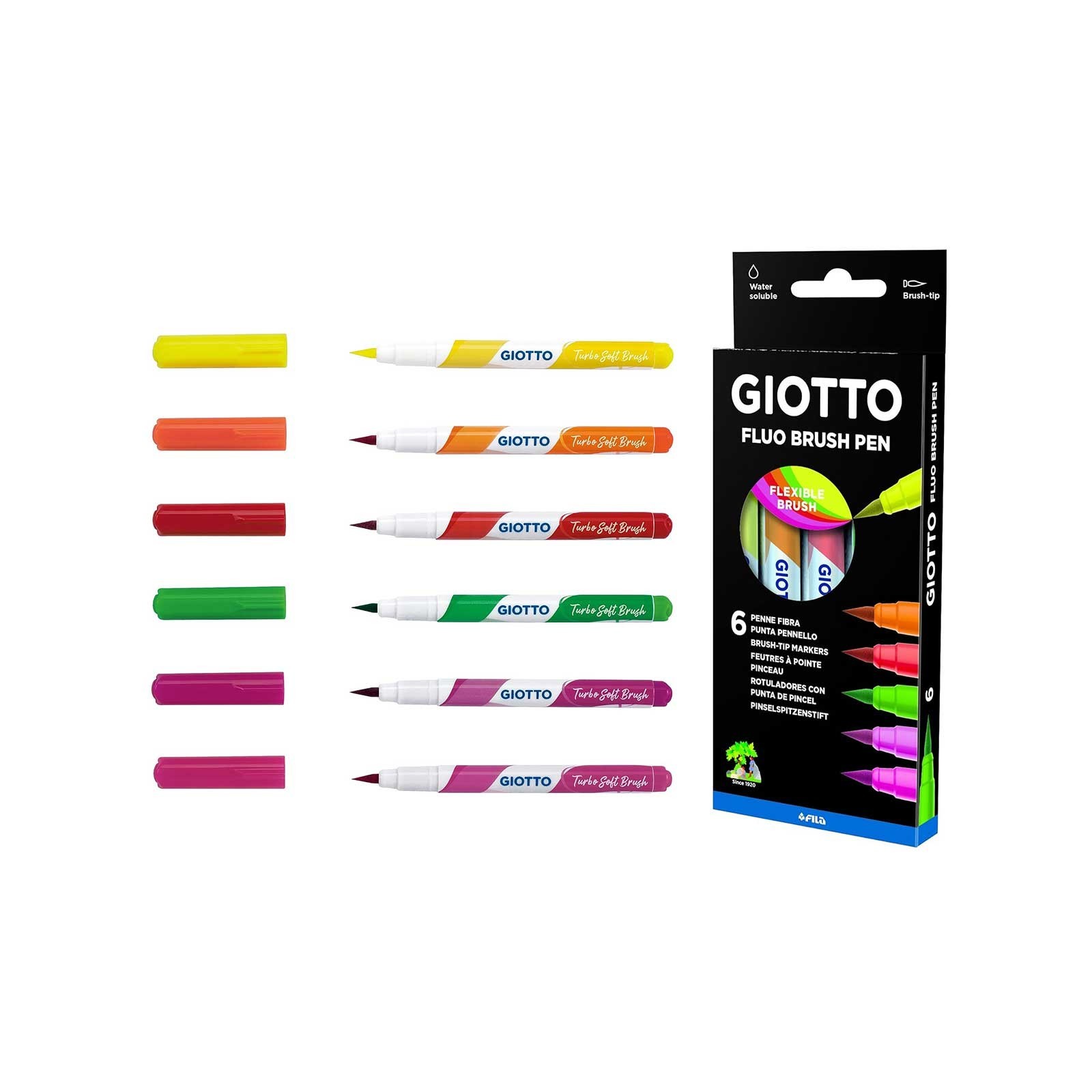 Pennarelli Giotto Turbo Soft Brush a 6 Fluo