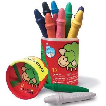 BARATTOLO GIOTTO BEBE 12 PASTELLONI-PENS-MARKERS-PENCILS-ERASERS- TD Toys