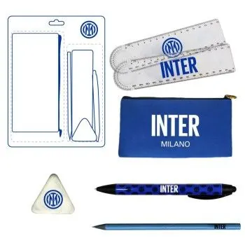 TD Toys|KIT DA SCRITTURA CON GRAFICHE ASSORTITECOMPOSTO DA 1 RIGHELLO, 1 GOMMA, 1 MATITA,1 PENNA, 1 PORTAPENNE INTER