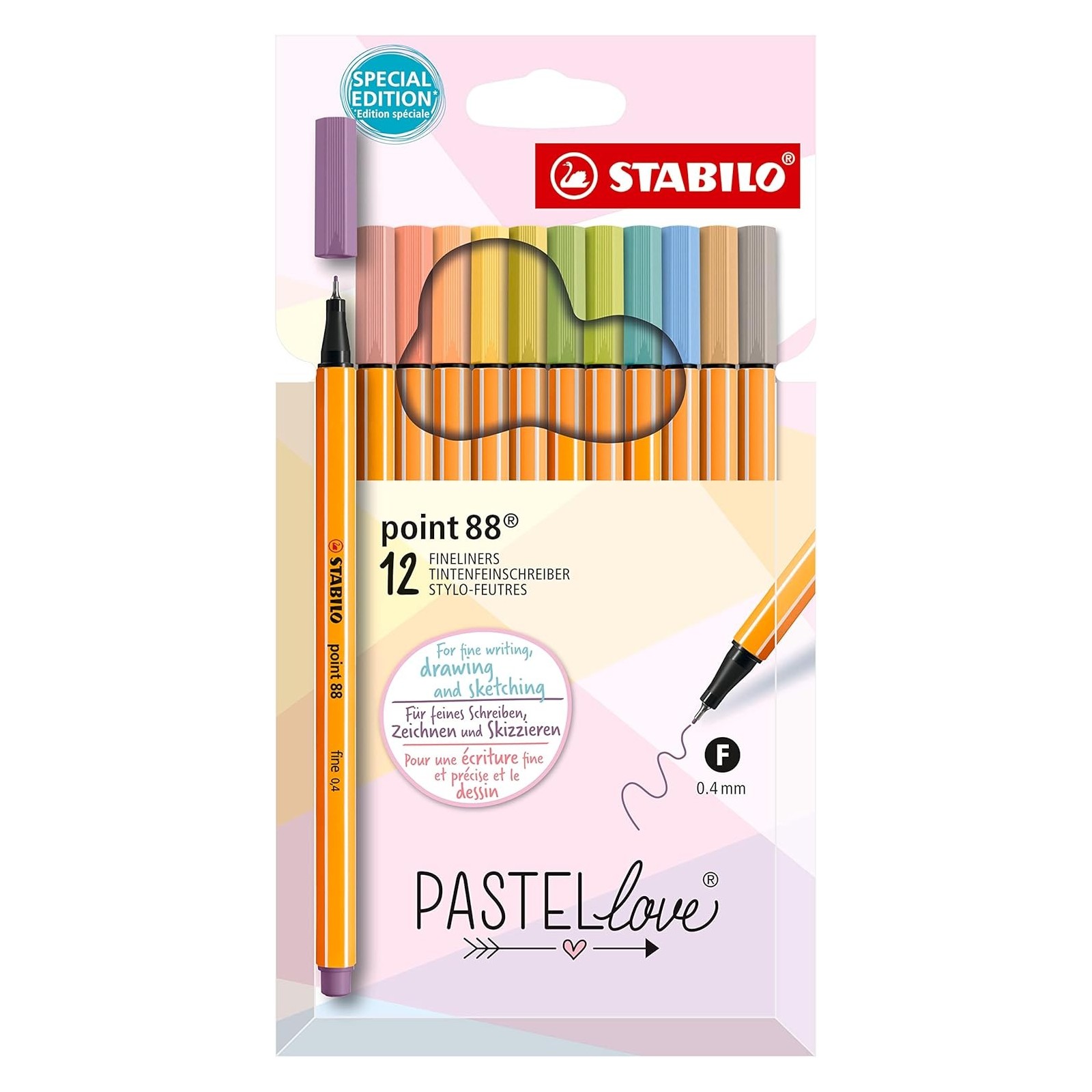 STABILO point 88 Pastellove astuccio da 12 colori ass. in colorazioni pastello