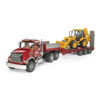 MACK Granite Low loader truck with JCB 4CX Backhoe loader-MODELLISMO