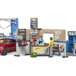 bworld Petrol station and car wash + BRUDER Roadster