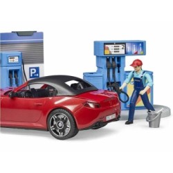 bworld Petrol station and car wash + BRUDER Roadster