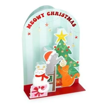 BIGLIETTO POP-UP - POP-UP GREETING CARD - XMAS KITTY-Portachiavi- TD Toys