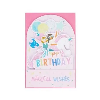 BIGLIETTO POP-UP - POP-UP GREETING CARD - UNICORN-Portachiavi- TD Toys