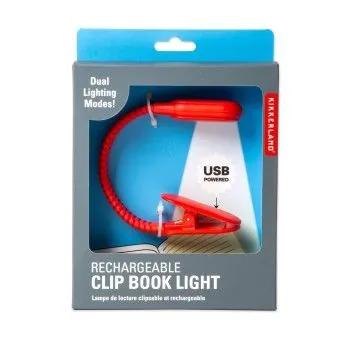 LUCE DA LIBRO RICARICABILE CON CLIP ROSSA KIKKERLAND-GADGETS- TD Toys