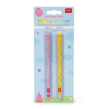 2 PENNE GEL CANCELLABILI - SET OF 2 ERASABLE PENS - BUNNY + CHICK-STATIONERY- TD Toys