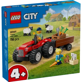 LEGO CITY TRATTORE AGRICOLO ROSSO CONRIMORCHIO E PECORE 60461-COSTRUZIONI LEGO- TD Toys